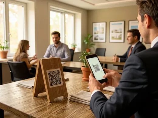 QR code scann&eacute; en agence pour acc&eacute;der aux annonces immobili&egrave;res