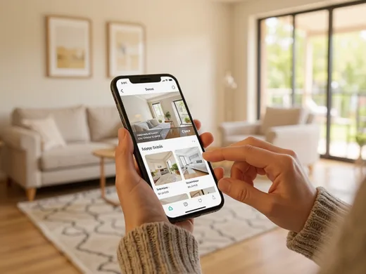 Recherche de biens immobiliers sur smartphone